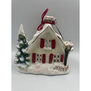 2015 Heather Goldminc Christmas Village Snow Cottage Tea Light Candle Holder
